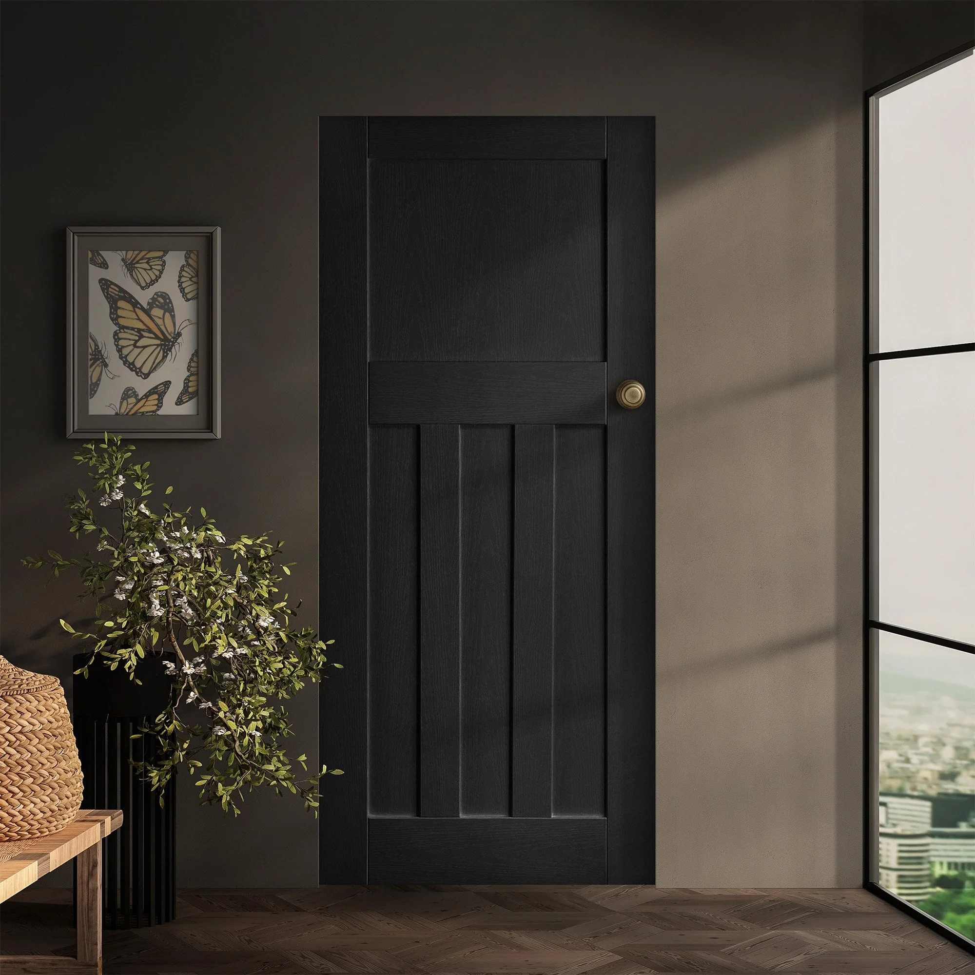 Black Internal Fully Finished Oak DX Fire Door Made-to-Measure Door