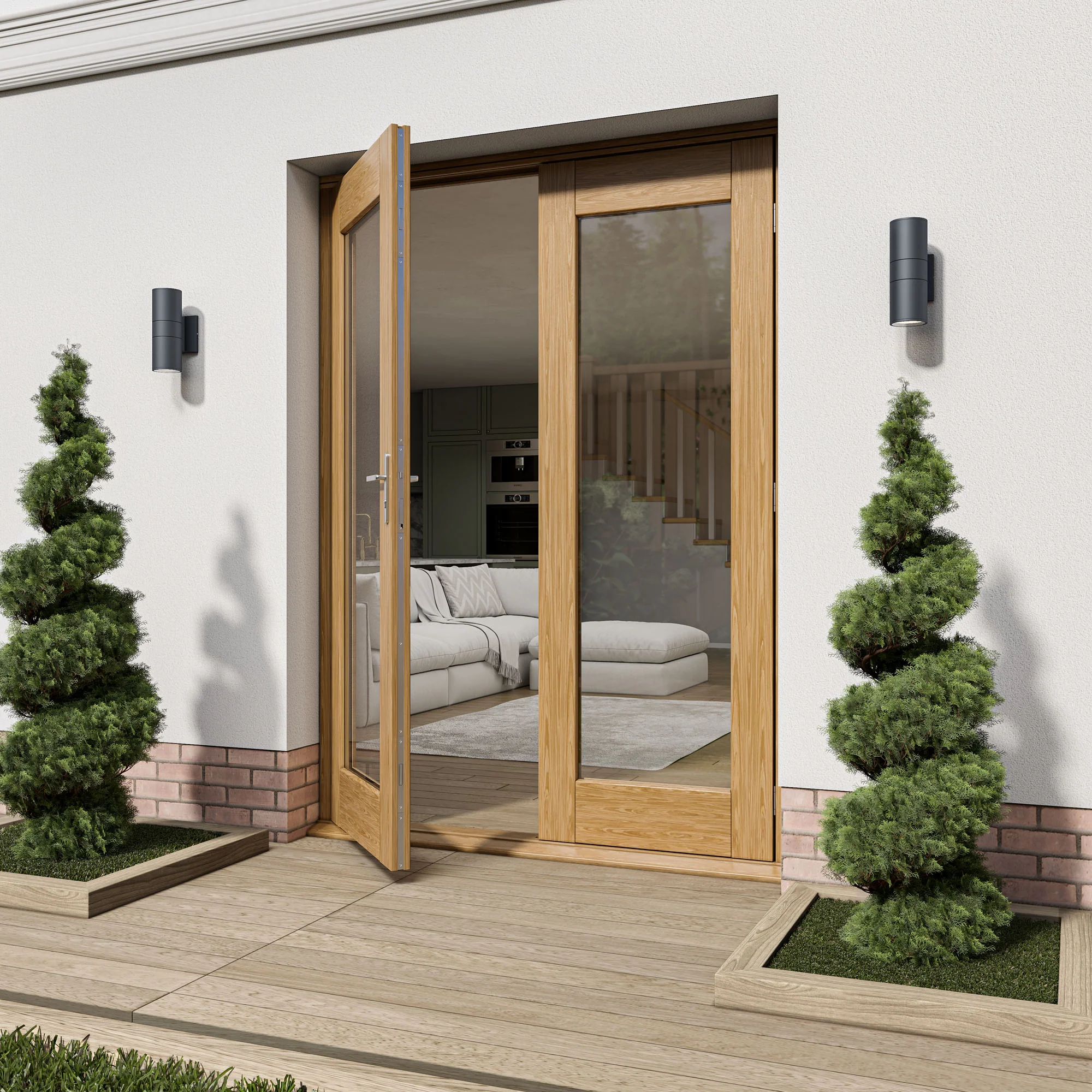 Fully Finished Oak External French Patio Door Set - Image 5