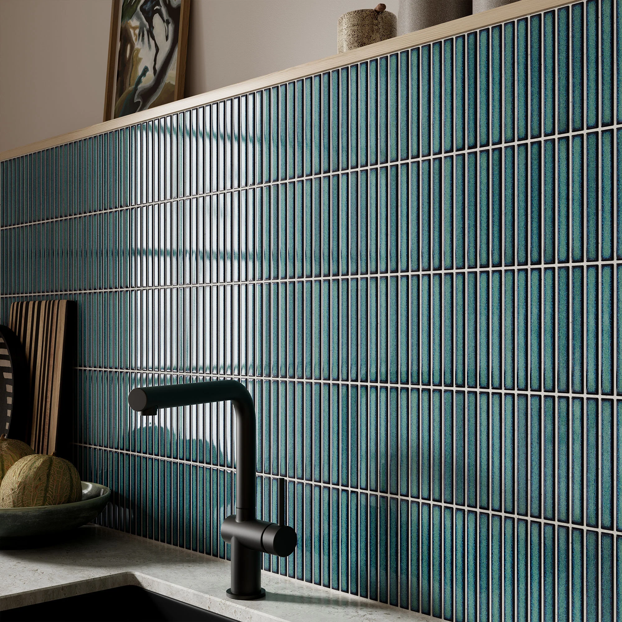 Green - Linear 8mm Gloss Tile Sample (P12900) - Image 3