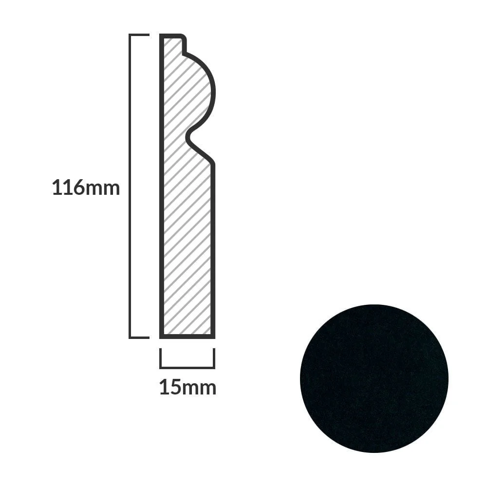 Black - 2.4m Torus Laminate Skirting Board - Image 5