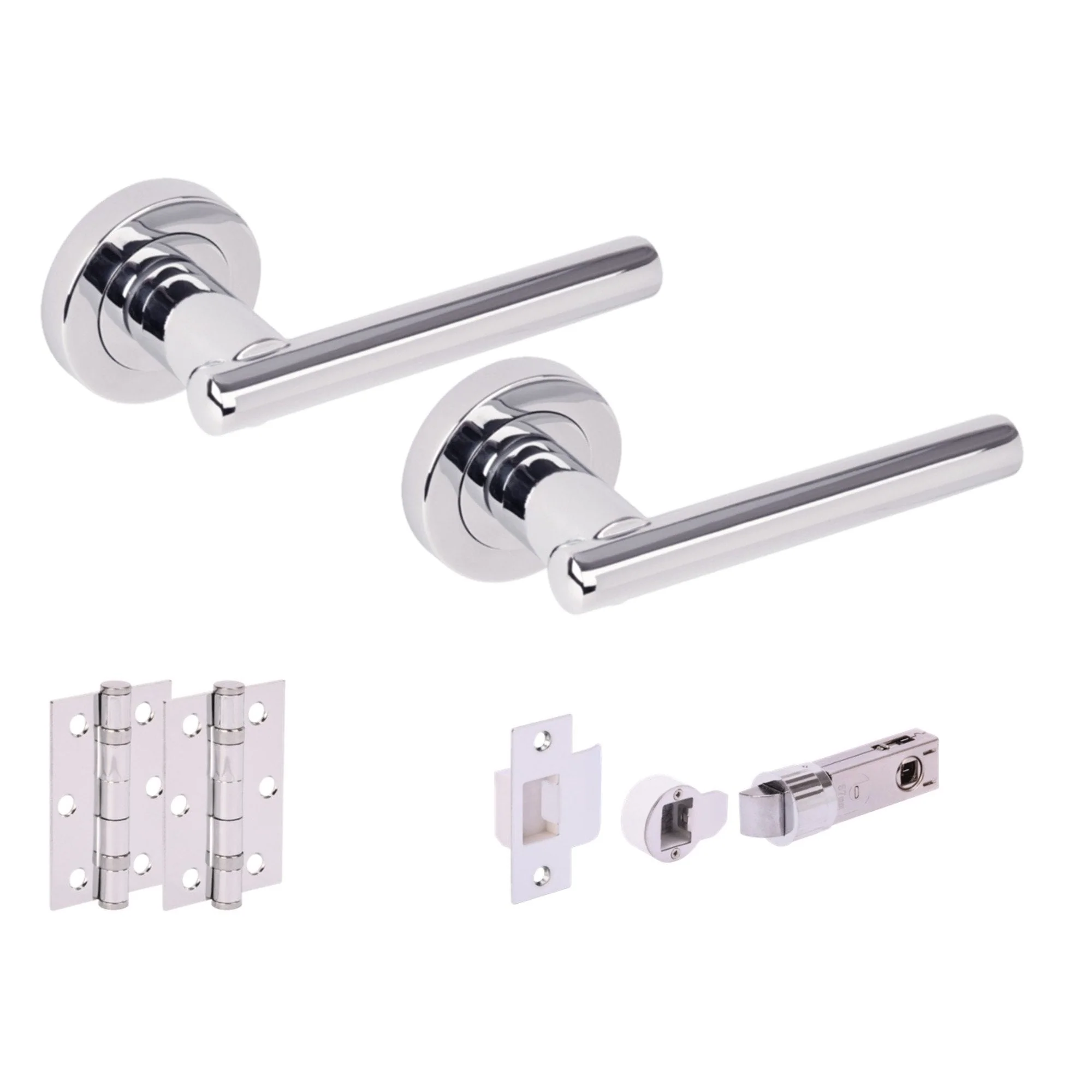 Solus Round Rose Lever Door Handle Set - Polished Chrome