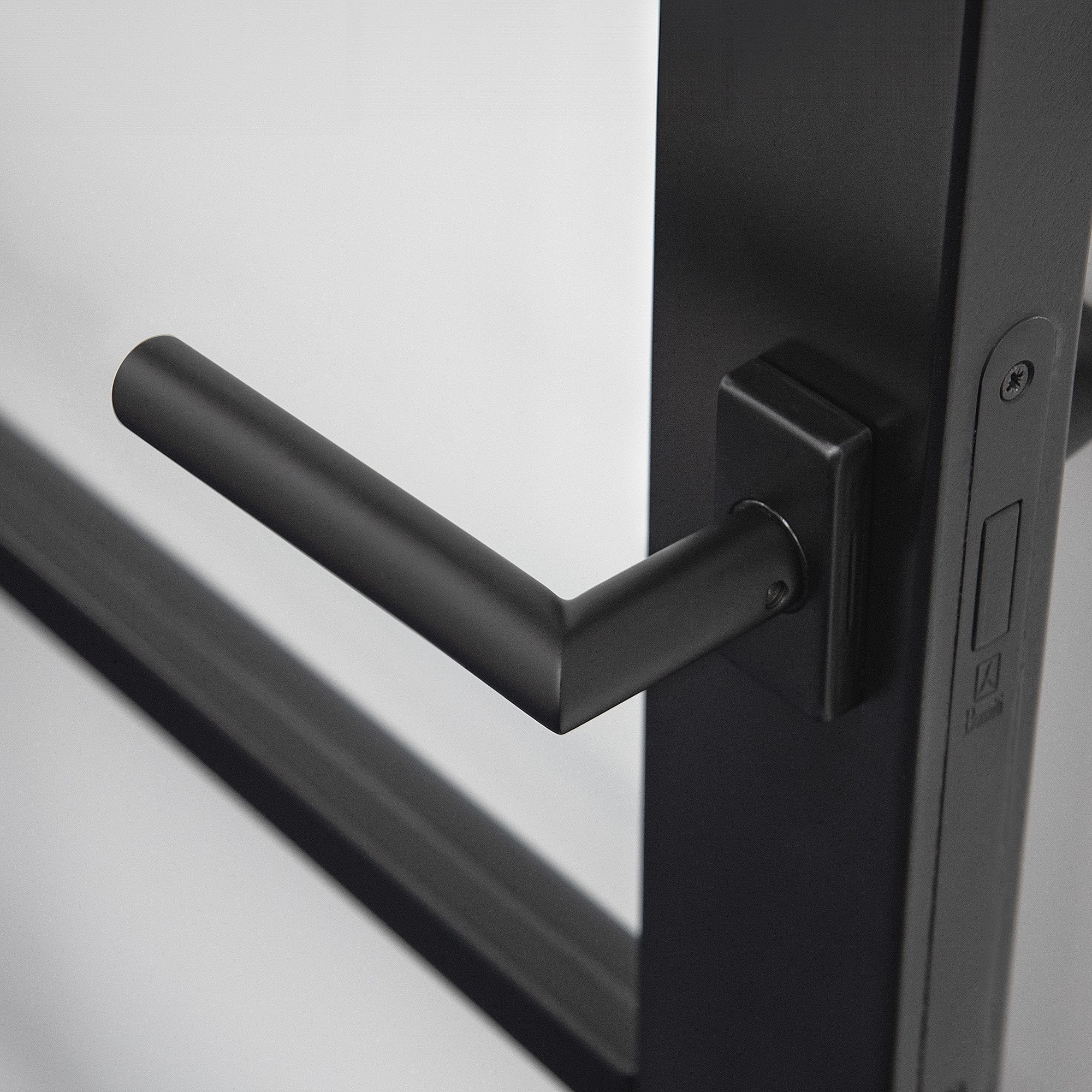Studio Industrial Round Rose Lever Door Handle Set - Matt Black - Image 2