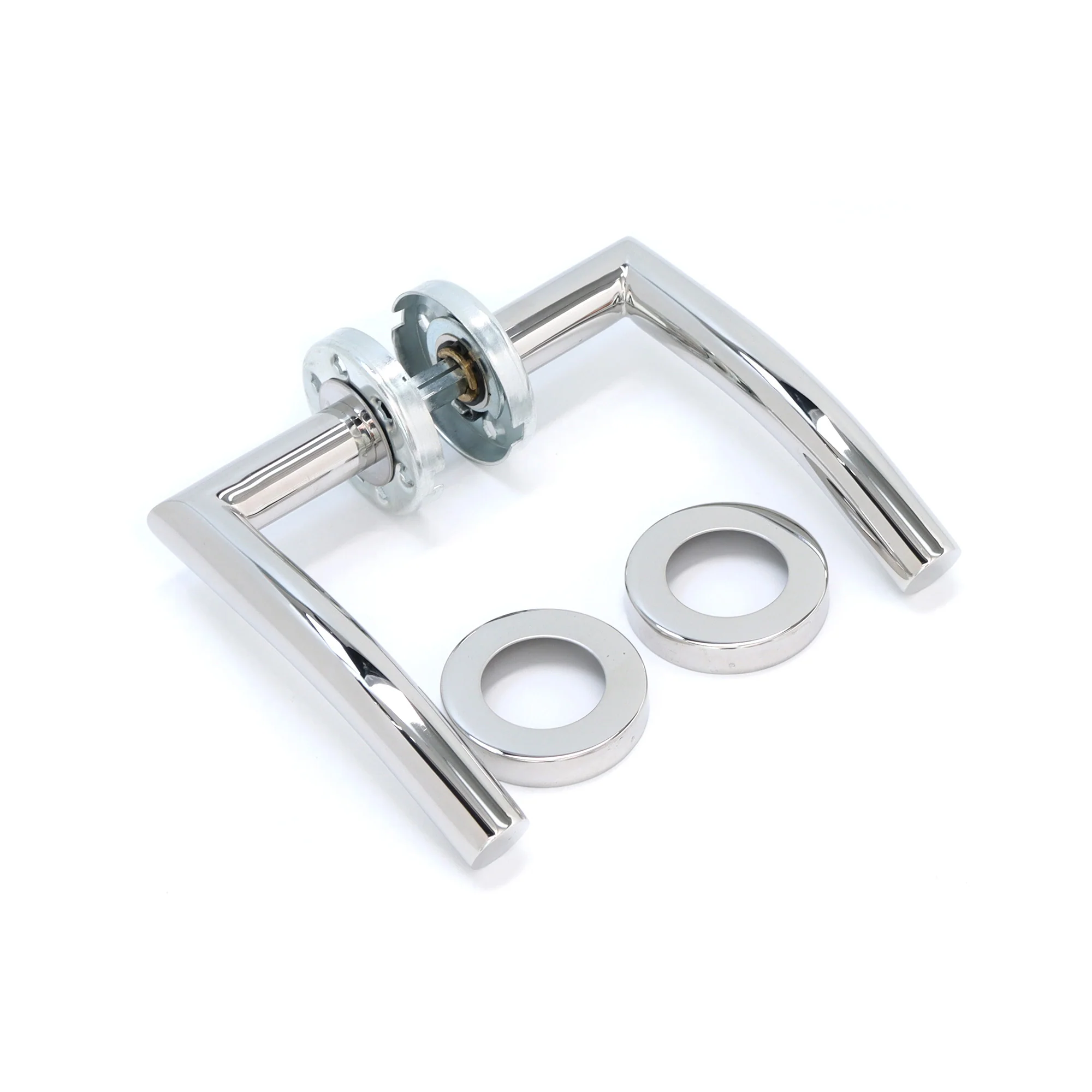 Superior Miranda Lever on Round Rose Handle Set - Polished Stainless Steel - Image 2