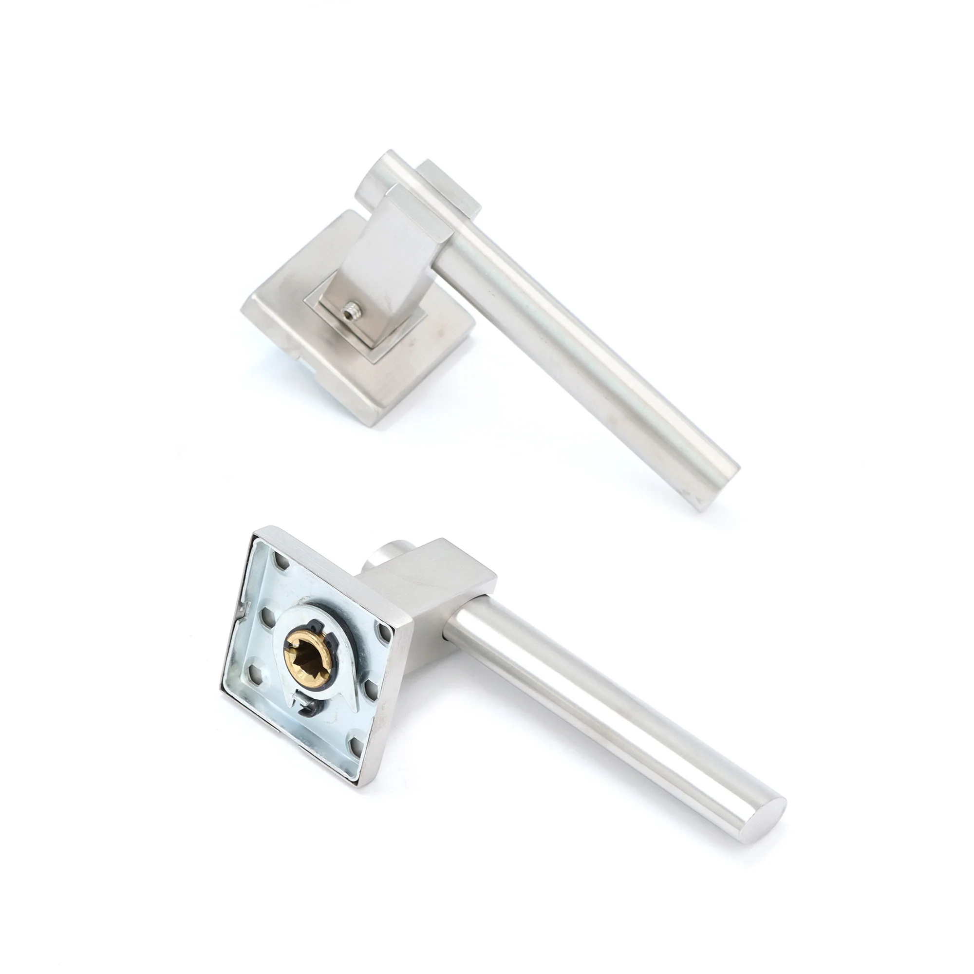 Superior Phobos Lever on Square Rose Handle Set - Satin Stainless Steel - Image 5