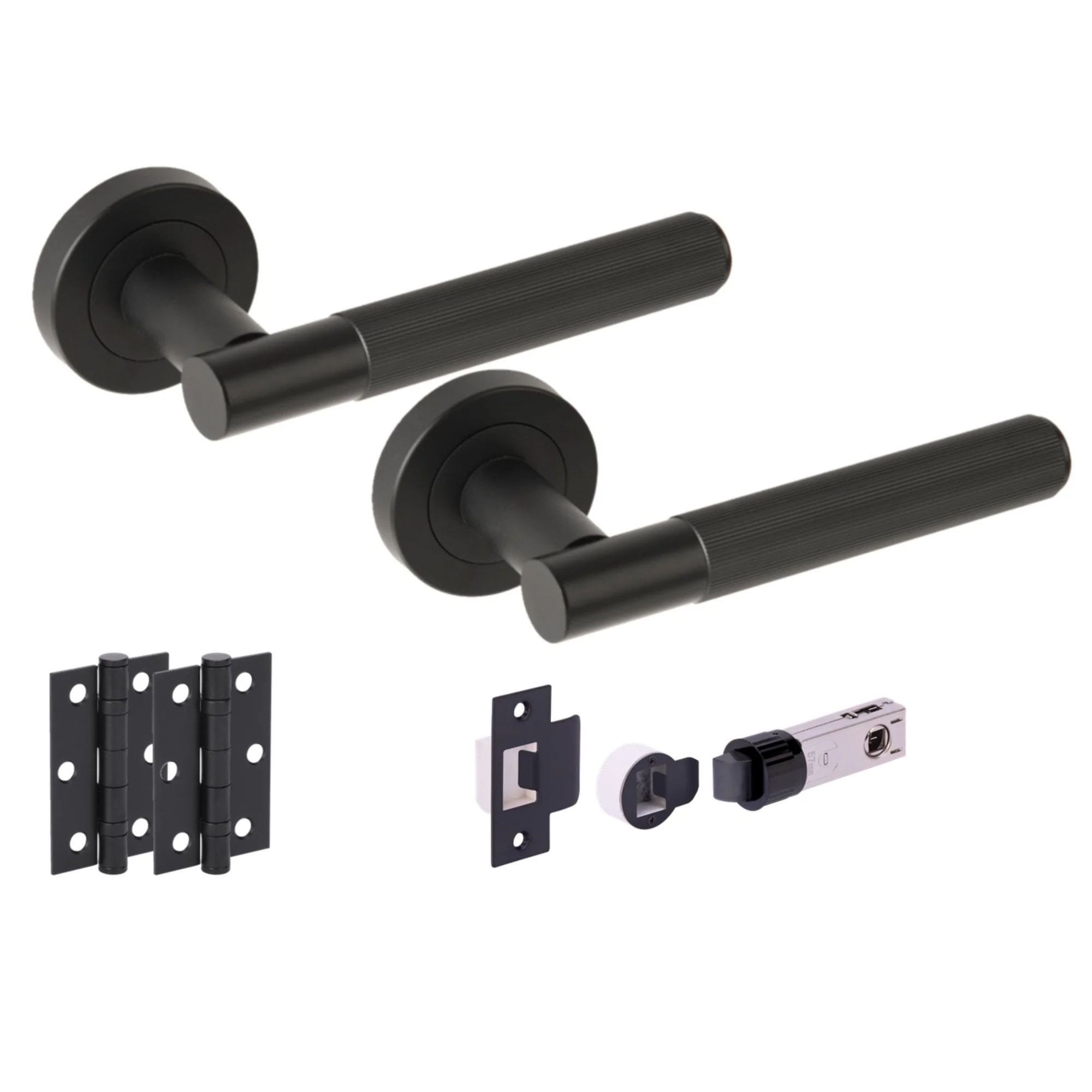 Vida Round Rose Lever Door Handle Set - Matt Black