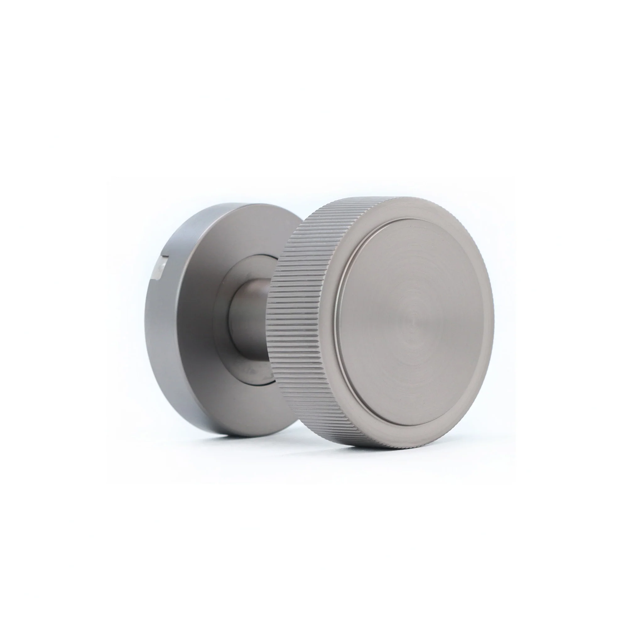 Fluted Round Rose Door Knob Set - Gun Metal - Image 5