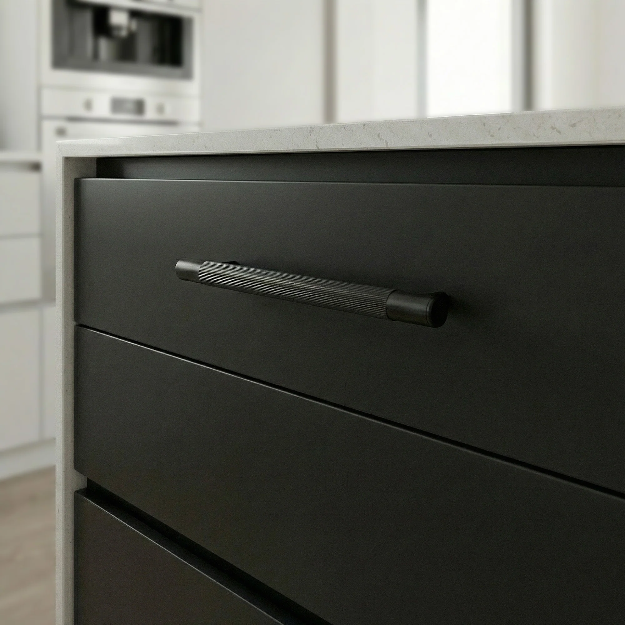 Fluted Small Round T-Bar Pull Handle - Matt Black - Image 2
