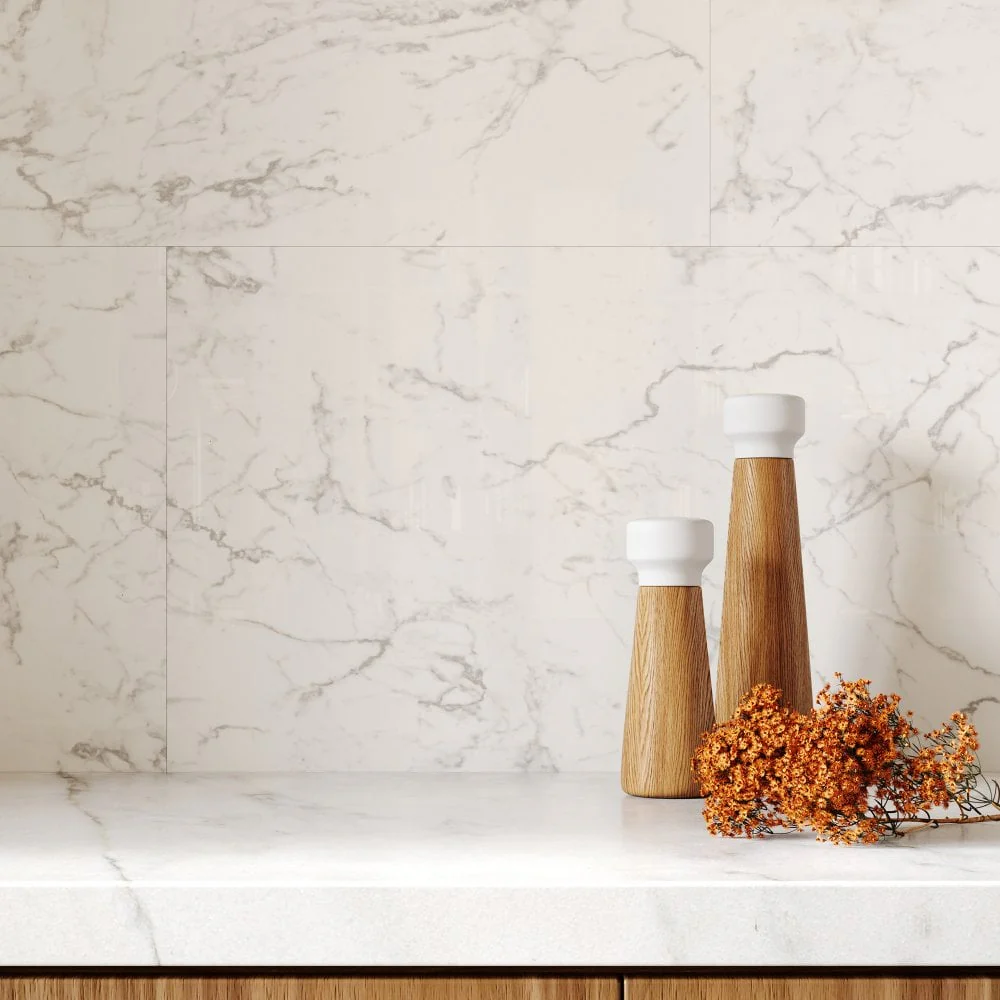 Carrara Marble - Lustre Stone 800 x 400mm Waterproof Wall Panelling - Image 4