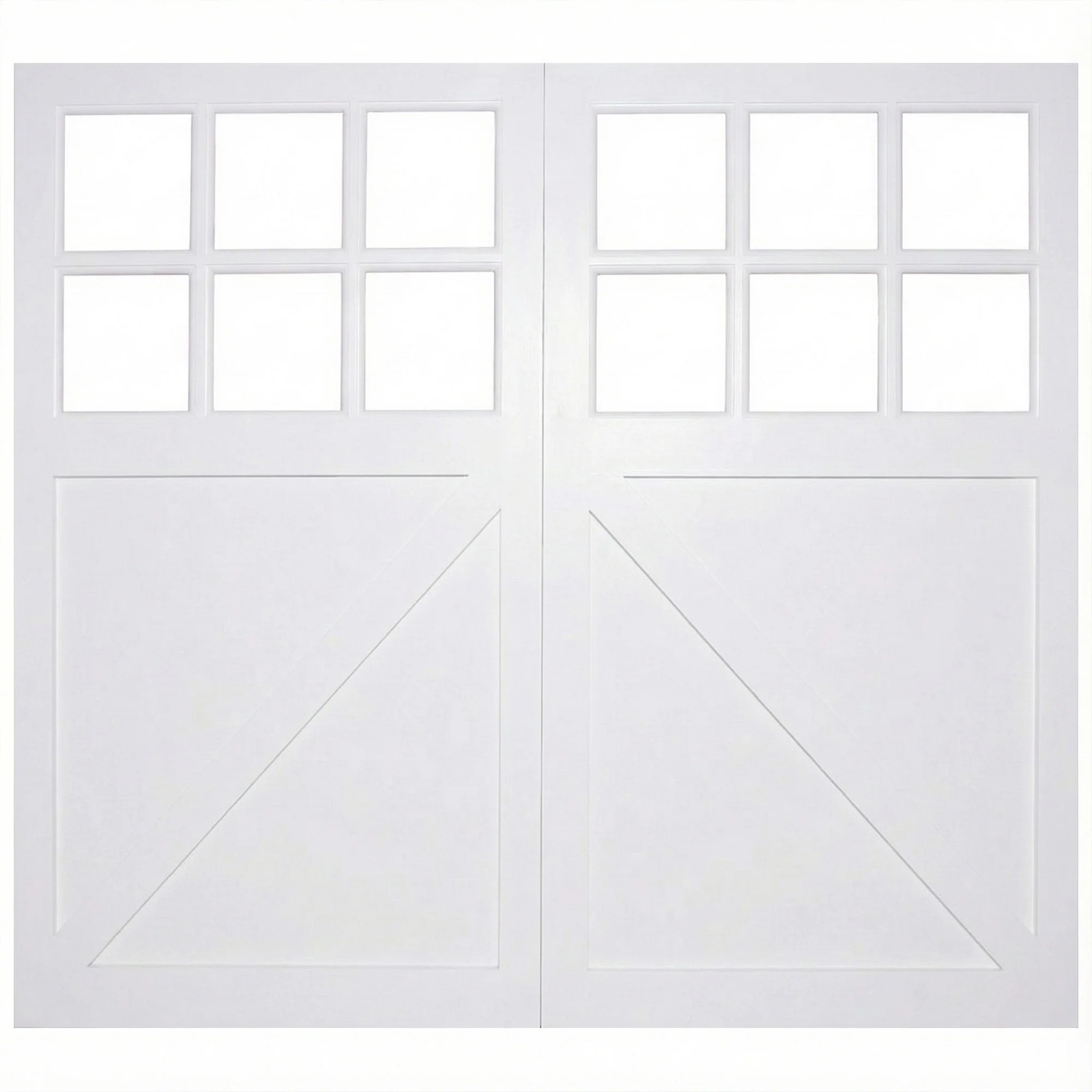 White Painted External 6 Light Obscure Glass Framed, Ledged & Braced Garage Door - Image 2