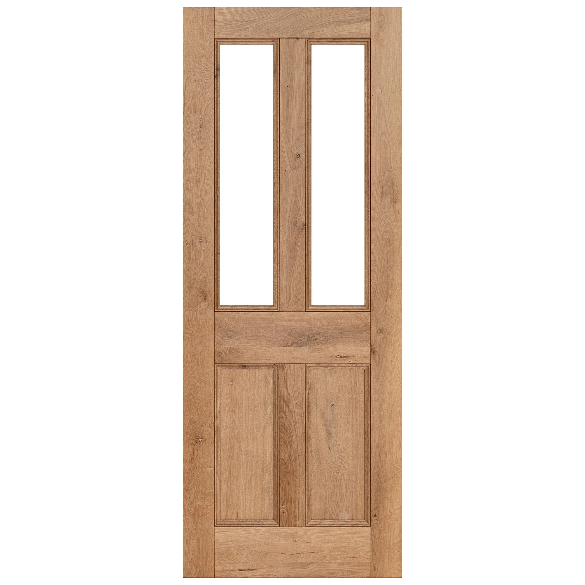 Internal Fully Finished Rustic Oak Victorian 2 Light Clear Glazed Door - Image 3