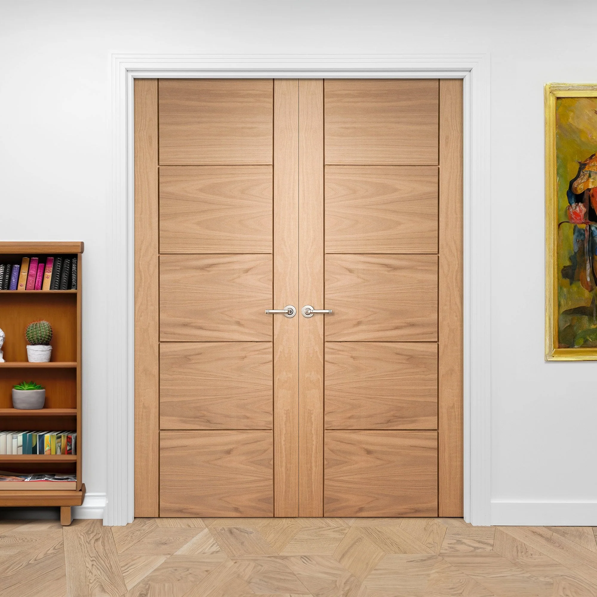 Internal Oak Unfinished Parma 5 Panel Pair Door - Image 3