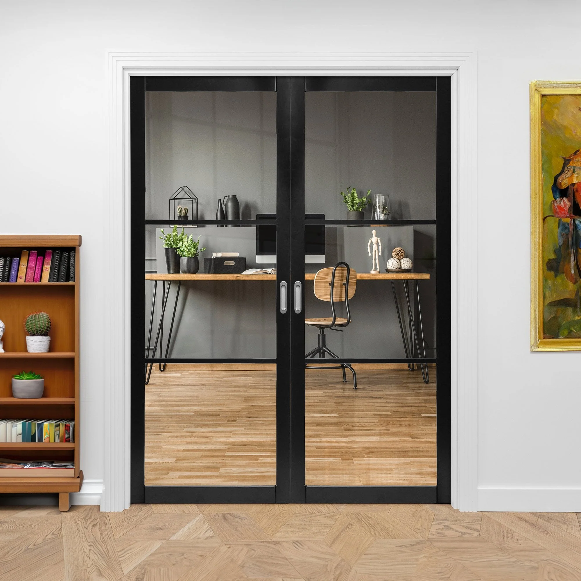 Internal Primed Industrial 2.0 Lifestyle 3 Light Clear Glass French Door - Image 2