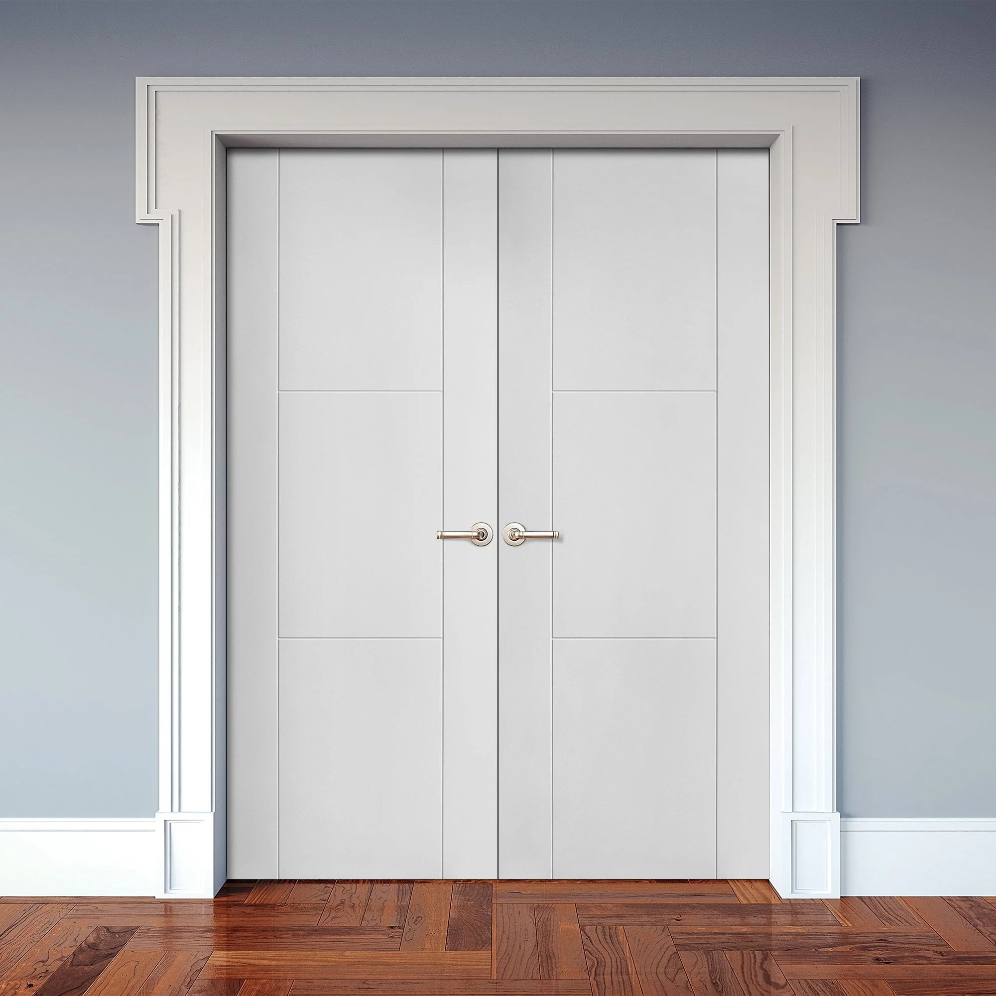 Internal White Primed Trent 3 Panel Double Door (121437) - Image 3