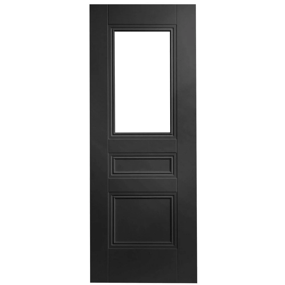 Jet Black Internal Fully Finished 2 Panel 1 Light Clear Glass Elegance Henley Door - Image 3
