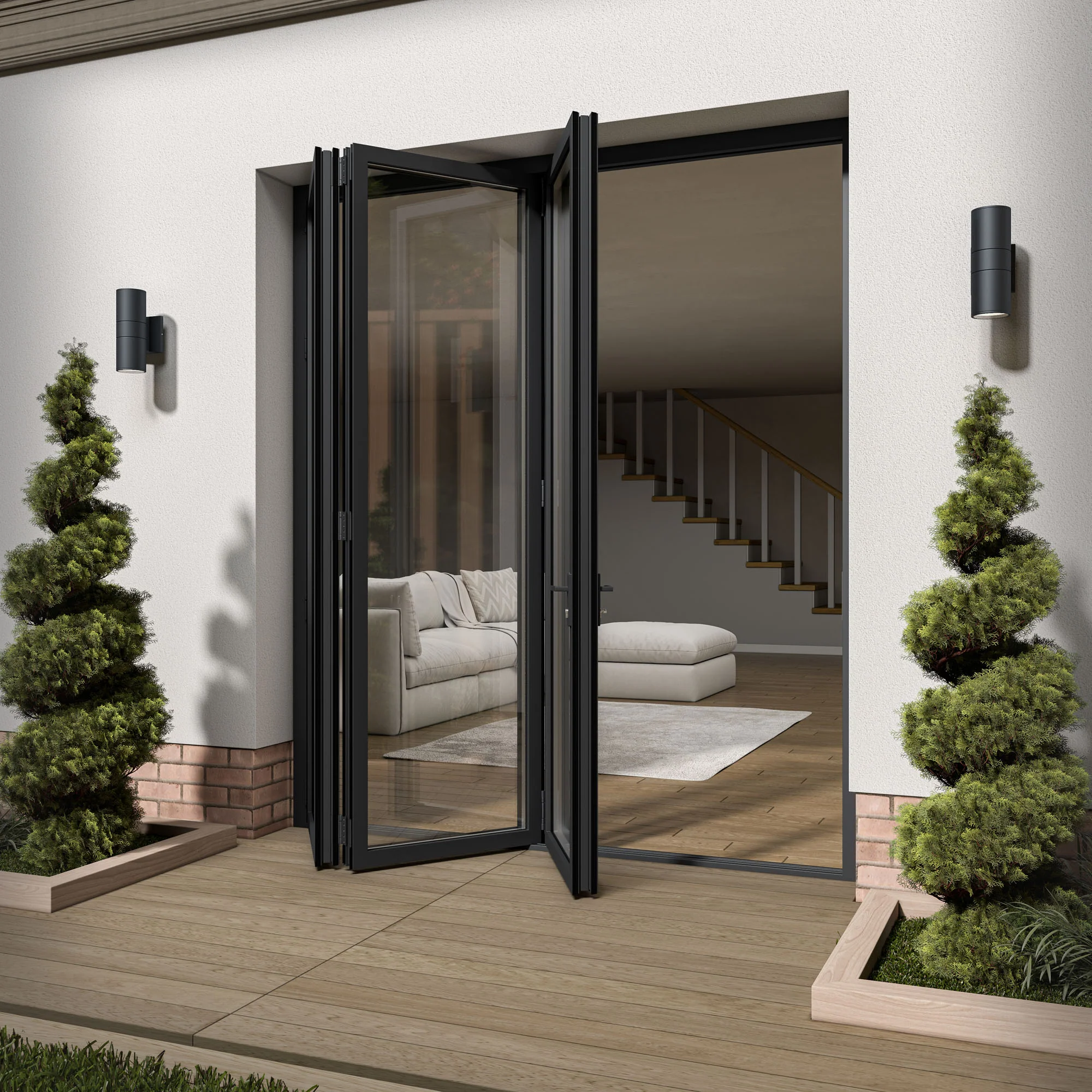 Matt Grey Aluminium External 3+0 Clear Glass Folding Patio Door - Image 4