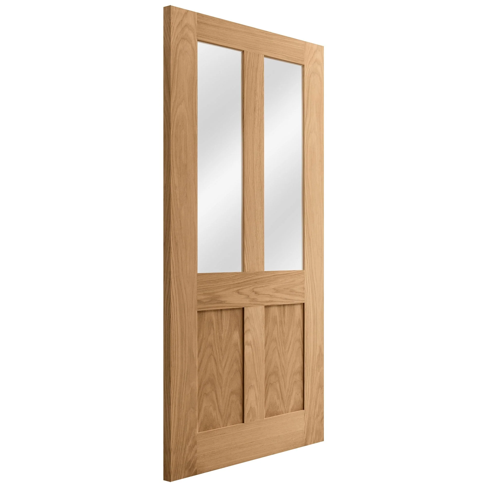 Oak Internal Unfinished Victorian Shaker 2 Panel 2 Light Clear Glass Door - Image 4