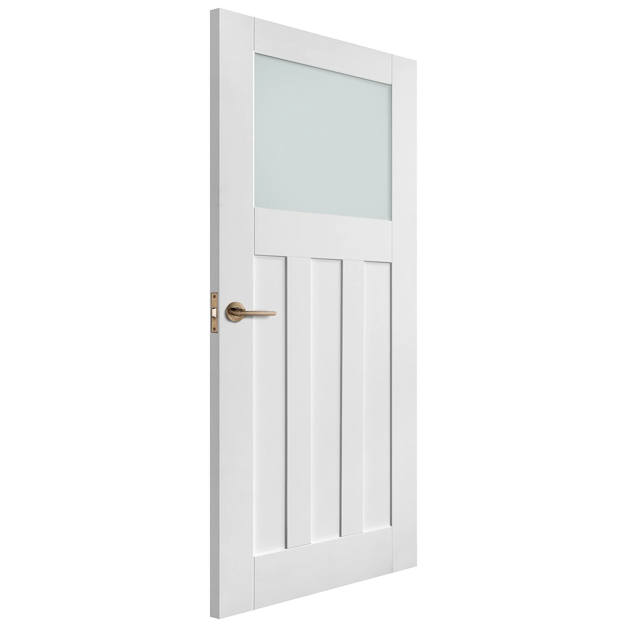 White Internal Primed 1930's DX 3 Panel 1 Light Obscure Glass Made-to-Measure Door - Image 2