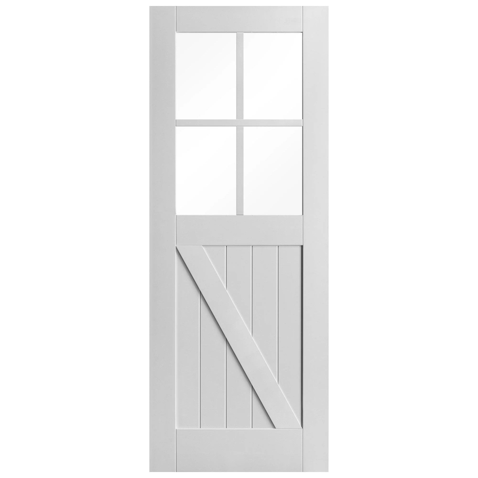 White Internal Primed Barn FLB 4 Light Clear Glass Door - Image 3