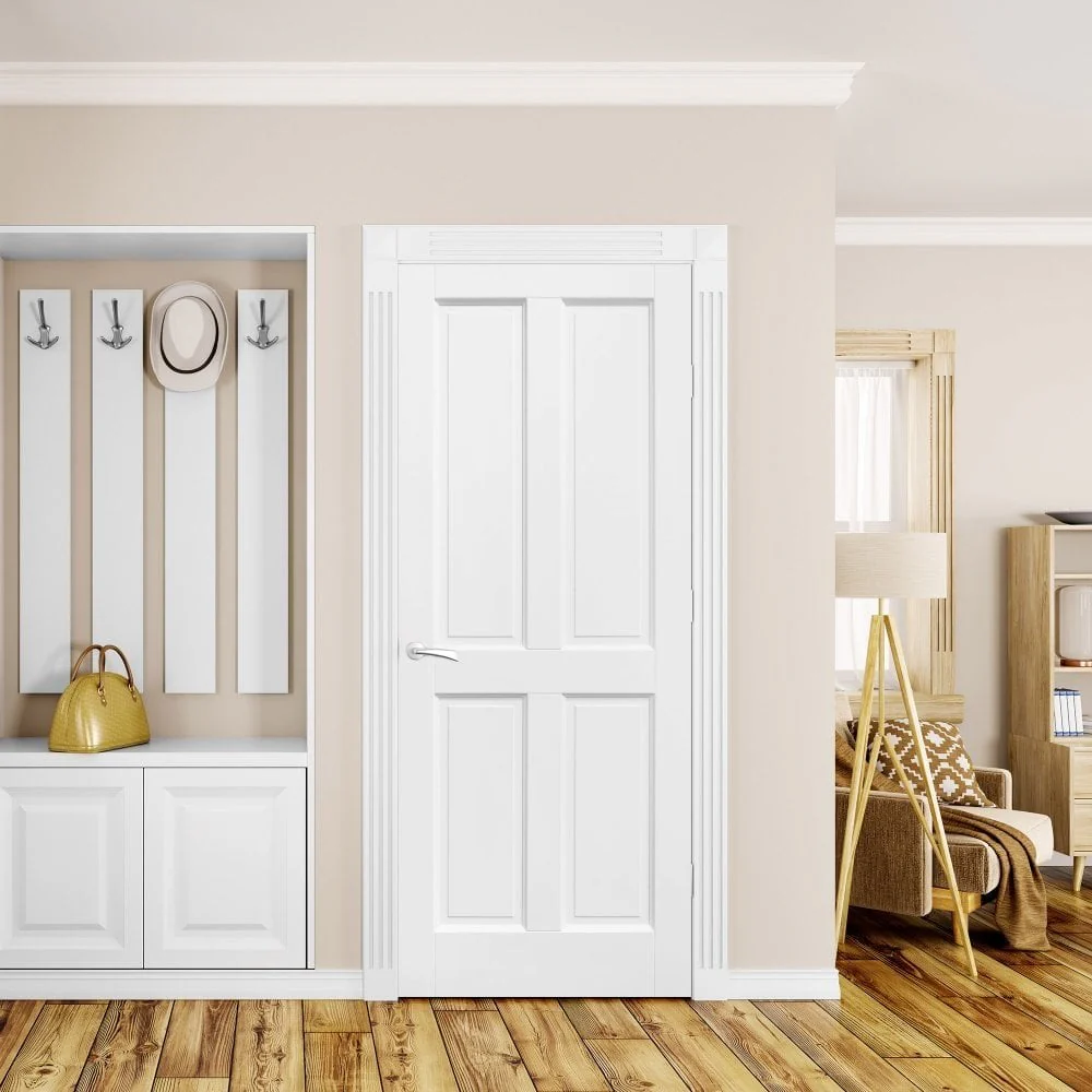 White Internal Primed Berkeley 4 Panel FD30 Fire Door - Image 4