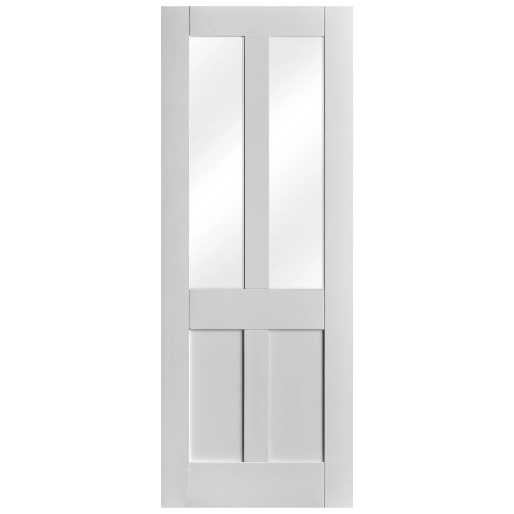 White Internal Primed Flat Victorian Shaker 2 Panel 2 Light Clear Glass Door - Image 3