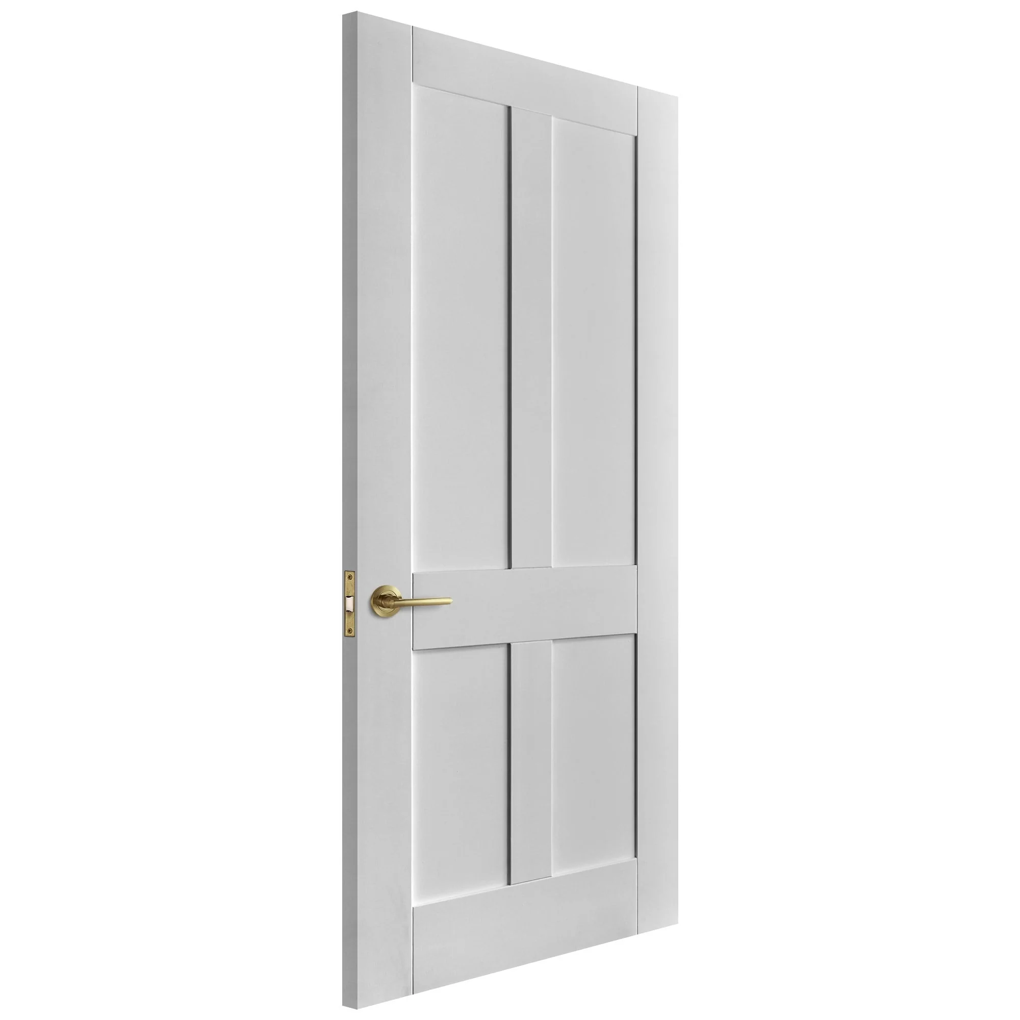 White Internal Primed Flat Victorian Shaker 4 Panel FD30 Fire Door - Image 2