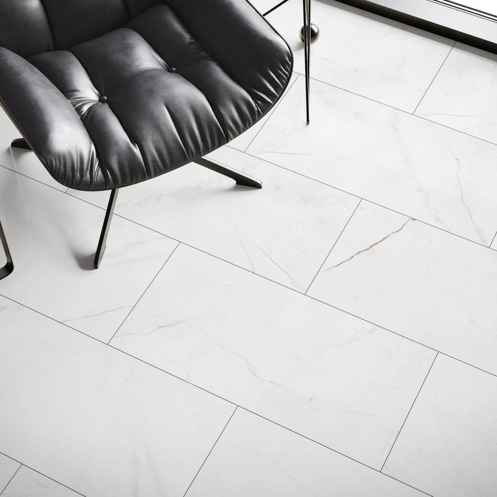 White Marble - Lustre Stone 8mm High Gloss Laminate Flooring - Image 4
